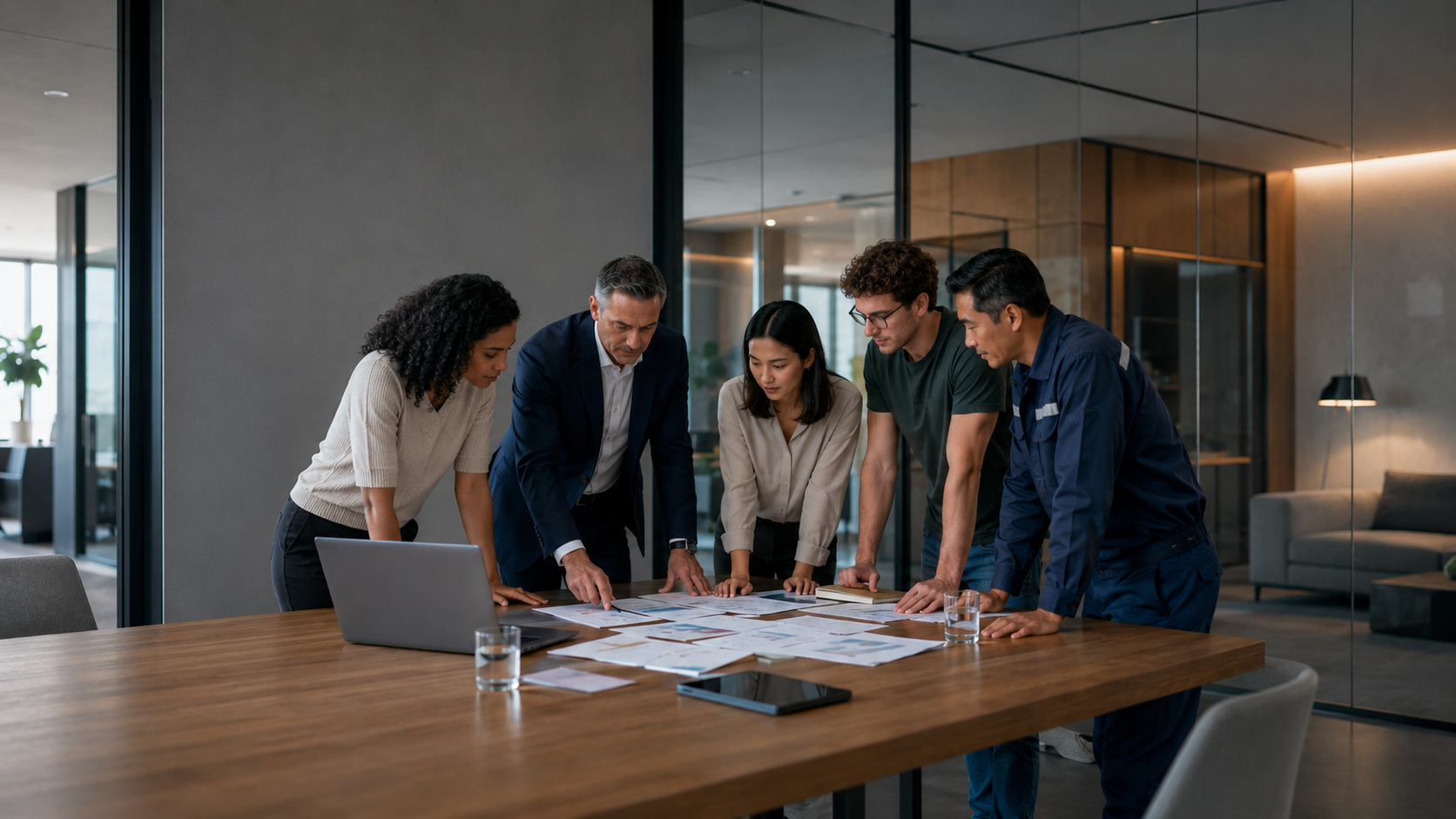 Team bei der Arbeit an einem komplexen Projekt